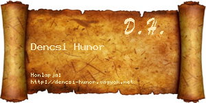 Dencsi Hunor névjegykártya